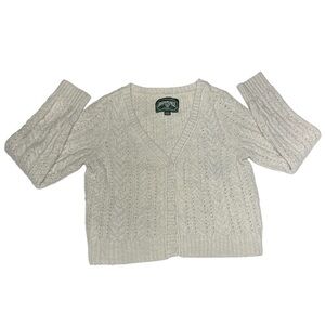 Size Medium 2021 American Eagle Outfitters Cropped Cable Knit Cardigan Cream